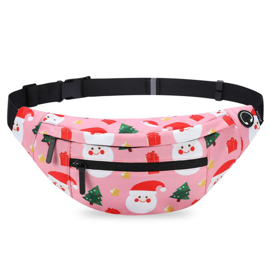 Picture of MAXTOP Large Fanny Pack with 4-Zipper Pockets, Christmas Gifts for Enjoy Festival Sports Workout Traveling Running Casual Hands-Free Waist Pack Crossbody Phone Bag Carrying All Phones (Santa Claus,)