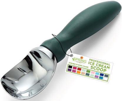 Picture of Spring Chef Professional Ice Cream Scoop with Soft Grip Handle - Heavy Duty Ice Cream Scooper for Cookie Dough, Frozen Yoghurt, Gelato, Sorbet, Melon - Dishwasher Safe Kitchen Tool - Pine Green