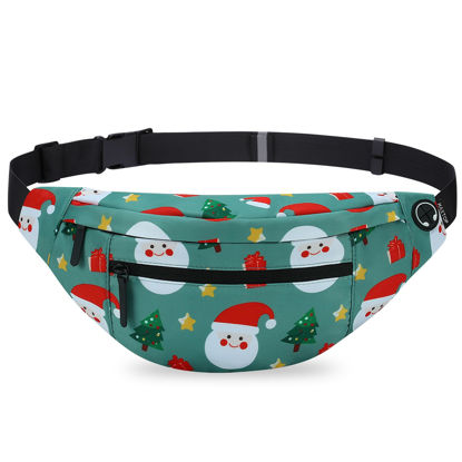 Picture of MAXTOP Large Christmas Fanny Pack with 4-Zipper Pockets, Christmas Bag Gifts for Enjoy Festival Sports Workout Traveling Running Casual Hands-Free Waist Pack Crossbody Phone Bag Carrying All Phones
