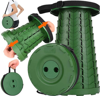 Picture of Fishboy Upgraded Collapsible Stool, 400lbs Max Weight, Lightweight But Sturdy, Portable Retractable Folding Telescoping Foldable Camping Stool for Adults Outdoor Fishing Hiking Gardening Travel BBQ