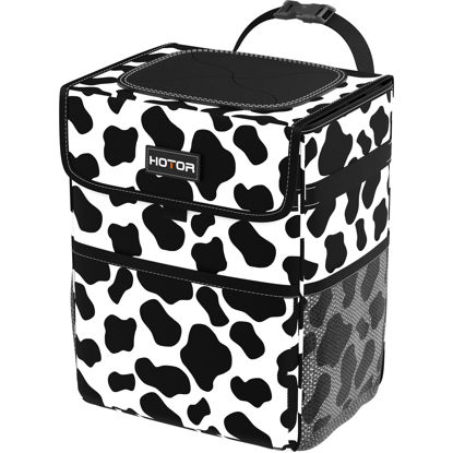 Picture of HOTOR Car Trash Can - Leak-Proof Car Organizer and Storage Bag for The Back/Front/Console of Any Cars,Sedans, SUVs & Trucks Easy-to-Install Car Accessory Interior, Cow Print