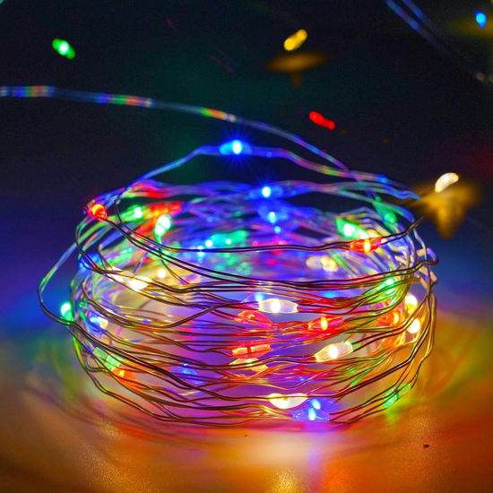 Picture of 4-Pack Multicolor Christmas Fairy Lights Battery Operated with Timer, Waterproof 16FT 50 LED String Lights Outdoor Indoor, Twinkle Lights for Bedroom Wedding Party Christmas Decoration (Multicolor)