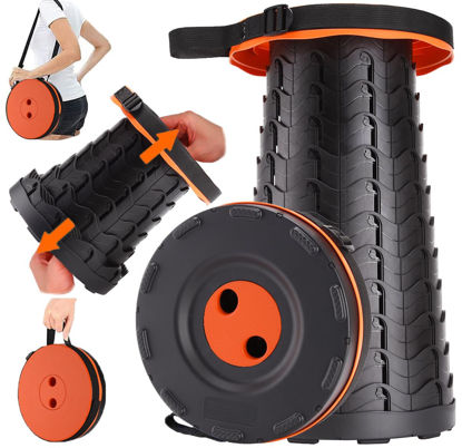 Picture of Fishboy Upgraded Collapsible Stool, 400lbs Max Weight, Lightweight But Sturdy, Portable Retractable Folding Telescoping Foldable Camping Stool for Adults Outdoor Fishing Hiking Gardening Travel BBQ