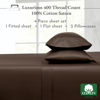 Picture of California Design Den Queen Sheet Set 400 Thread Count, 100% Cotton Sateen Sheets for Queen Size Bed, Soft & Breathable, Cooling Brown Sheet, Deep Pocket Bed Sheets (Brown)