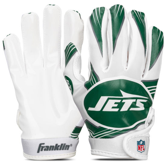 Picture of Franklin Sports New York Jets Youth NFL Football Receiver Gloves - Official NFL Team Logos - Kids Football Gear + Accessories - Youth XS/S Pair