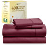 Picture of California Design Den 100% Cotton Sheets, Soft Queen Sheet Set, Cooling Sheets for Queen Size Bed with Deep Pockets, 400 Thread Count Sateen, Bedding Sheets & Pillowcases, Queen Sheets (Burgundy Red)