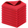 Picture of Kitinjoy 100% Cotton Kitchen Dish Cloths, 8 Pack Waffle Weave Ultra Soft Absorbent Dish Towels for Drying Dishes Quick Drying Kitchen Towels Dish Rags, 12 X 12 Inches, Red