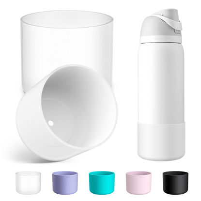 Picture of Alwenid 2PCS Silicone Water Bottle Boot for Owala 40 Oz, Anti-Slip Protective Sleeve Bottom Bumper Protector for FreeSip, Twist, and Flip Stainless Steel Water Bottles (Clear)