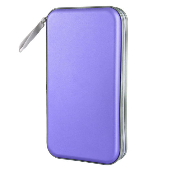 Picture of CD Case, Siveit DVD Case Holder 96 Capacity Hard Plastic CD DVD Disc Cases Storage Binder Wallet for Car Home Office Travel (Lavender)