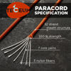 Picture of TECEUM Paracord Type III 550 Orange Yellow - 200 ft - 4mm - Tactical Rope MIL-SPEC - Outdoor para Cord - Camping Hiking Fishing Gear - EDC Parachute Cord - Strong Survival Rope 044
