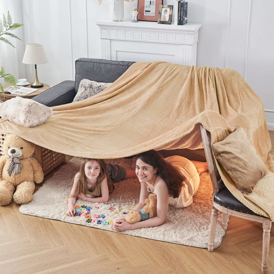 Picture of NEWCOSPLAY Super Soft King Blanket Brown Premium Silky Flannel Fleece Leaves Pattern Lightweight Bed Blanket All Season Use (Brown, King(90"x110"))