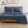 Picture of LANE LINEN 100% Organic Cotton King Bed Sheets, 4-Piece Pure Percale Sheets King Size, Soft Breathable Cotton Bed Sheets King, Deep King Sheets for Thick Mattress, King Size Cooling Sheets - Navy