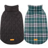 Picture of Kuoser Warm Reversible Dog Jacket Waterproof Winter Coat British Style Plaid Pet Clothes Cold Weather Coats Cozy Snow Vest for Small Medium Large Dogs Green XS