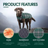 Picture of Kuoser Warm Reversible Dog Jacket Waterproof Winter Coat British Style Plaid Pet Clothes Cold Weather Coats Cozy Snow Vest for Small Medium Large Dogs Green XS