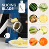 Picture of Cambom Rotary Cheese Grater Hand Crank Cheese Shredder for Fresh Cheese, Vegetable, Nuts,Non-slip Suction Base, Free Cleaning Brush Three Blades,Deep Blue