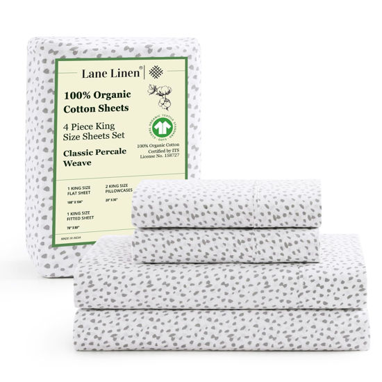 Picture of LANE LINEN Twin Bed Sheets, 100% Organic Cotton Sheets Twin Size, 3Pc Twin Bed Sheet, Hotel Quality Bed Sheets Set, Bedding Sheets & Pillowcases, Breathable Sheets Deep Pockets Upto 15" - Haze Grey