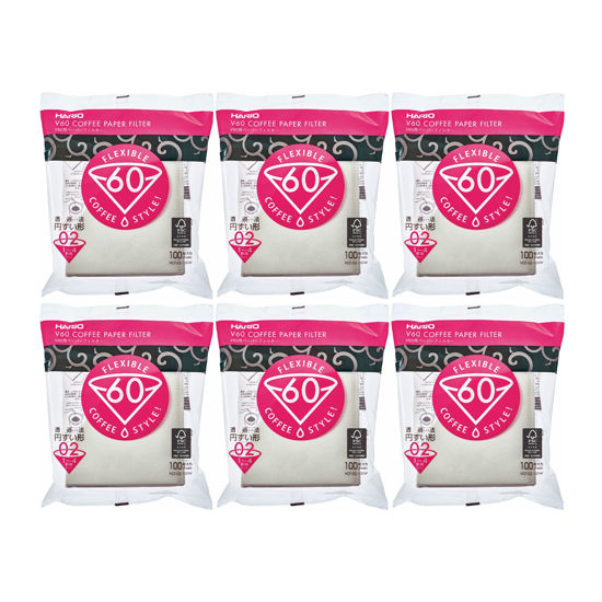 Picture of Hario 02 100-Count Coffee White Paper Filters 6-Pack Set (Total of 600 Sheets) (Japan Import)