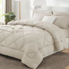 Picture of CozyLux California King Comforter Set with Sheets 7 Pieces Bed in a Bag Beige Cal King All Season Bedding Sets with Comforter, Pillow Shams, Flat Sheet, Fitted Sheet and Pillowcases