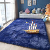 Picture of OLANLY Area Rugs for Living Room Bedroom, Machine Washable 4x5.9 Feet Soft Fluffy Shaggy Bedside Rug, Indoor Floor Carpet for Kids Girls Boys, Dorms, Nursery Rooms, Home Decor Aesthetic, Navy Blue