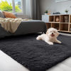 Picture of OLANLY Area Rugs for Living Room Bedroom, Machine Washable 4x5.9 Feet Soft Fluffy Shaggy Bedside Rug, Indoor Floor Carpet for Kids Girls and Boys, Dorms, Nursery Rooms, Home Decor Aesthetic, Black