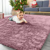 Picture of OLANLY Area Rugs for Living Room Bedroom, Machine Washable 4x5.9 Feet Soft Fluffy Shaggy Bedside Rug, Indoor Floor Carpet for Kids Girls and Boys, Dorms, Nursery Rooms, Home Decor Aesthetic, Blush