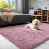 Picture of OLANLY Area Rugs for Living Room Bedroom, Machine Washable 4x5.9 Feet Soft Fluffy Shaggy Bedside Rug, Indoor Floor Carpet for Kids Girls and Boys, Dorms, Nursery Rooms, Home Decor Aesthetic, Blush