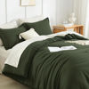 Picture of Litanika Dark Olive Green California King Comforter Set - 3 Pieces Cal King Lightweight Summer Soft Solid Bed Comforter, Oversized Fluffy Down Alternative Bedding Set (104x96In, 2 Pillowcases)