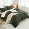Picture of Litanika Dark Olive Green California King Comforter Set - 3 Pieces Cal King Lightweight Summer Soft Solid Bed Comforter, Oversized Fluffy Down Alternative Bedding Set (104x96In, 2 Pillowcases)