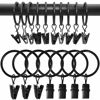 Picture of AMZSEVEN 100 Pack Curtain Rings with Clips, Drapery Clips with Rings, Drapes Rings 1.26 in Interior Diameter, Fits up to 1 Inch Curtain Rod, Black