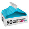 Picture of Zober Velvet Hangers 50 Pack - Heavy Duty Turquoise Hangers for Coats, Pants & Dress Clothes - Non Slip Clothes Hanger Set - Space Saving Felt Hangers for Clothing