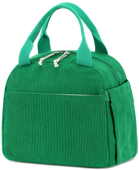 Picture of Bluboon Lunch Bag for Women Men Cute Corduroy Lunch Tote Bags Reusable Insulated Lunch Box Large Capacity Reusable Insulated Cooler for Work Picnic or Travel
