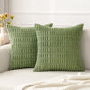 Picture of MIULEE Pack of 2 Corduroy Decorative Throw Pillow Covers 12x12 Inch Soft Boho Striped Pillow Covers Spring Modern Farmhouse Home Decor for Sofa Living Room Couch Bed Sage Green
