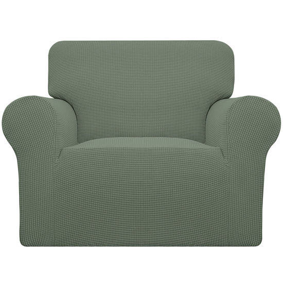 Picture of Easy-Going Stretch Oversized Chair Sofa Slipcover 1-Piece Couch Sofa Cover Furniture Protector Soft with Elastic Bottom for Kids Spandex Jacquard Fabric Small Checks Greyish Green