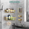 Picture of Veken Adhesive Shower Caddy 5-Pack,Heavy Weight Bearing,Large Wall Mounted Shower Shelves Rack,Organizer Storage Accessories with Soap Dish&Toothbrush Holder,Ideal for Bathroom,Home&Kitchen,Gold