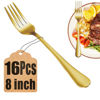 Picture of 16 Piece Gold Dinner Forks Set, Food-Grade Stainless Steel Silverware Forks, Cutlery Forks, Metal Forks for Home, Kitchen or Restaurant, Mirror Polished, Dishwasher Safe - 8 Inch