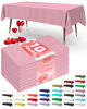Picture of Pureegg Plastic Table Cloth Disposable 10 Pack, 54 x 108 Inch Table Cloths, Valentines Day Decorations, Decorative Tablecloths for Rectangle Tables, Pink Plastic Table Cover, Leakproof & Sturdy, Pink