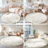 Picture of OLANLY Ivory Round Rugs for Bedroom - Machine Washable, 4x4 Feet Circle Area Rugs for Living Room, Soft and Fluffy Shaggy Carpet for Teen Girls and Boys, Dorms, Nursery Rooms, Home Decor Aesthetic