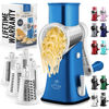 Picture of Zulay Rotary Cheese Grater 5 Blade Cheese Shredder - Manual Hand Crank Cheese Grater With Reinforced Suction & 5 Interchangeable Drums - Easy to Use Vegetable Chopper - Heavenly Blue