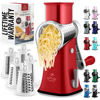 Picture of Zulay Rotary Cheese Grater 5 Blade Cheese Shredder - Manual Hand Crank Cheese Grater With Reinforced Suction & 5 Interchangeable Drums - Easy to Use Vegetable Chopper - Elegant Candy