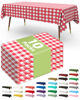 Picture of Pureegg Plastic Table Cloth Disposable 10 Pack, 54 x 108 Inch Table Cloths for Parties, Decorative Tablecloths for Rectangle Tables, White Plastic Table Cover, Leakproof & Sturdy, Red Plaid