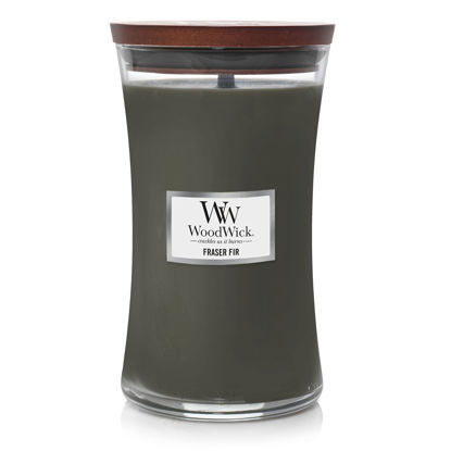 Picture of WoodWick Large Hourglass Candle, Fraser Fir - Premium Soy Blend Wax, Pluswick Innovation Wood Wick, Made in USA