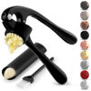 Picture of Zulay Kitchen Premium Garlic Press Set - Rust Proof & Dishwasher Safe Professional Garlic Mincer Tool - Easy-Squeeze, Easy-Clean with Soft, Ergonomic Handle - Silicone Garlic Peeler & Brush (Black)