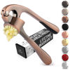 Picture of Zulay Kitchen Premium Garlic Press Set - Rust Proof & Dishwasher Safe Professional Garlic Mincer Tool - Easy-Squeeze, Easy-Clean with Soft, Ergonomic Handle - Silicone Garlic Peeler & Brush (Copper)