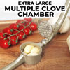 Picture of Zulay Kitchen Large Premium Garlic Press Set - Bigger Bowl for Bigger Garlic - Rust Proof & Dishwasher Safe Garlic Mincer Tool - Easy-Squeeze, Easy-Clean Silicone Garlic Peeler & Brush (Silver)