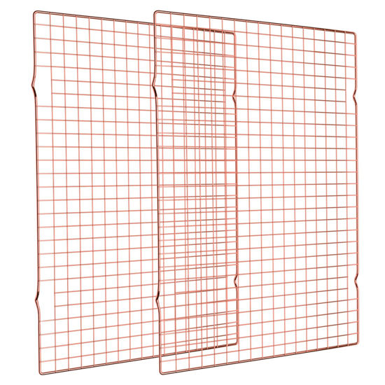 Picture of Briout Cooling Rack for Baking, 2-Pack 16x10 Inches Baking Rack, Thick Wire Cookie Rack for Cooking, Roasting, Grilling, Drying, Oven Safe, Fits Half Sheet Pan, Rose Gold