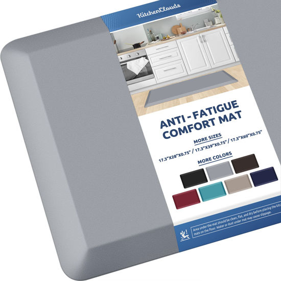 Picture of KitchenClouds Kitchen Mat Cushioned Anti Fatigue Kitchen Rug Non Slip Standing Mat Comfort Floor Mats for Sink Office (17.3"x39"- 0.75inch,Grey)