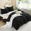 Picture of Litanika Black Comforter Full Size, 3 Pieces Boho Lightweight Solid Bedding Comforter Set, All Season Fluffy Bed Set (79x90In Comforter & 2 Pillowcases)