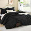 Picture of Litanika Black Comforter Full Size, 3 Pieces Boho Lightweight Solid Bedding Comforter Set, All Season Fluffy Bed Set (79x90In Comforter & 2 Pillowcases)