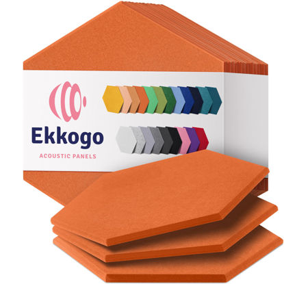 Picture of Ekkogo Acoustic Panels 12-Pack Soundproof Wall Panels 12''X10''X0.4'' Sound Panels High Density Sound Dampening Panels - [Poppy Orange Hexagon]