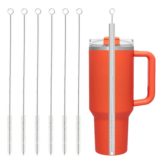 Picture of Straw Cleaner Brush for Stanley, 6Pcs Reusable Extra Long Straw Cleaner for 40/30/20 oz Stanley Mug, 10mm Wide Drinking Straw Cleaning Brush for Sippy Cup, Water Bottle and Tubes